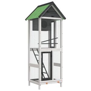 vidaXL fuglebur 60x58,5x160 cm massivt fyrretr&aelig; gr&aring;