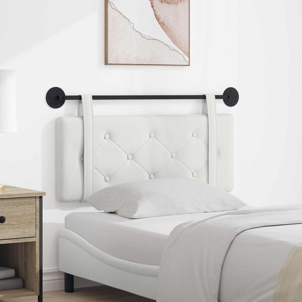 vidaXL H&aelig;ngende Hovedgavl V&aelig;gmonteret Hvid 110 x 55 x 5 cm Faux l&aelig;der