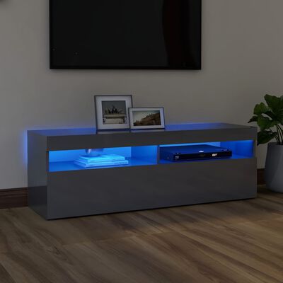 vidaXL tv-bord med LED-lys 120x35x40 cm grå højglans
