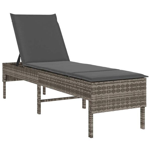 vidaXL liggestol med hynde 55x200x44 cm polyrattan gr&aring;