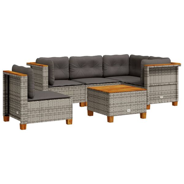 vidaXL sofas&aelig;t til haven 6 dele med hynder polyrattan gr&aring;