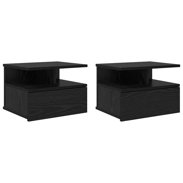 vidaXL Flydende Natbord 2 pcs Sort eg 40 x 31 x 28 cm Konstrueret tr&aelig;