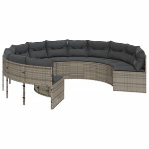 vidaXL havesofa med hynder rund polyrattan gr&aring;