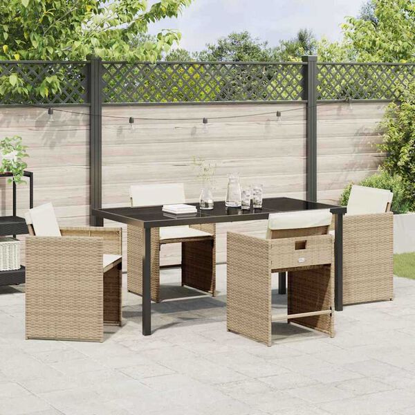 vidaXL Have Spisebordss&aelig;t 5 pcs Beige polyrattan