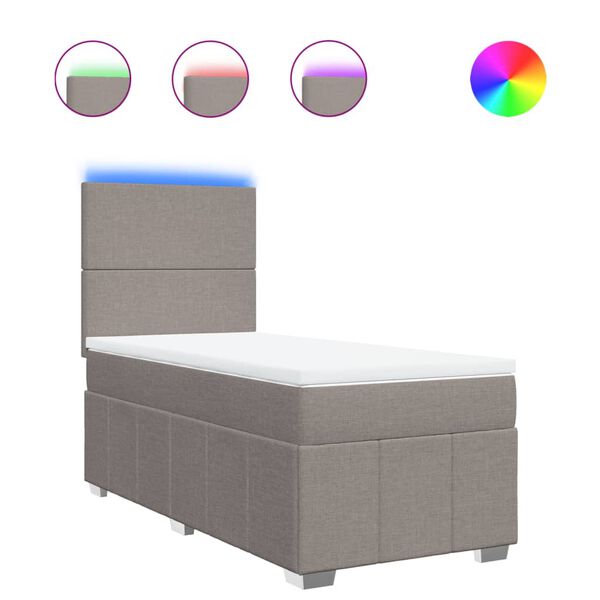 vidaXL kontinentalseng med madras 90x200 cm stof gr&aring;brun