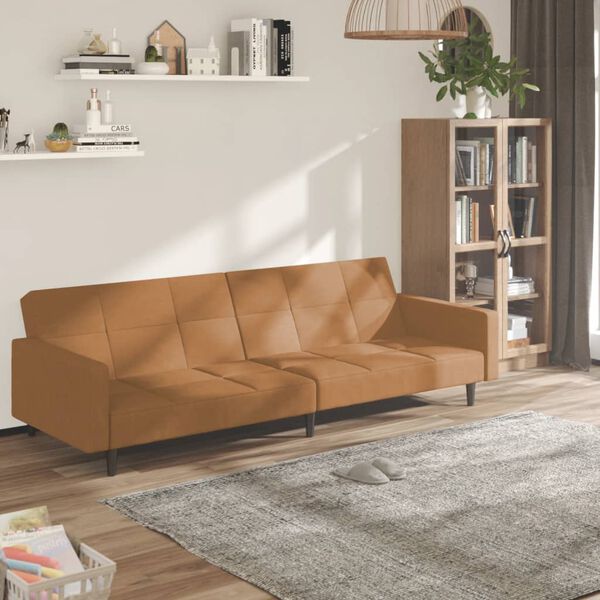 vidaXL 2-personers sovesofa mikrofiberstof gr&aring;brun