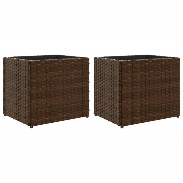 vidaXL plantekasser 2 stk. 36x30x32 cm polyrattan brun