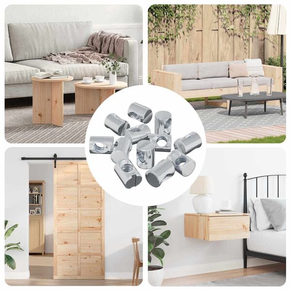 vidaXL M&oslash;bel t&oslash;nde m&oslash;trik 12 pcs Zinkbelagt M6 x 13 mm Jern