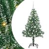 vidaXL Kunstigt Juletr&aelig; Snebelagt med LED Lys Gr&oslash;n og Hvid 150 cm