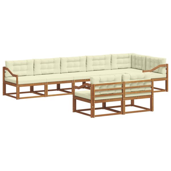 vidaXL Udend&oslash;rs sofagruppe med pude 8 pcs Naturlig og Fl&oslash;de