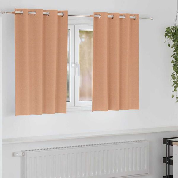 vidaXL M&oslash;rkl&aelig;gningsgardiner med ringe 2 pcs Lys Brun 140 x 140 cm