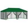 vidaXL Pavillon med sidetapper 6 x 3 m Gr&oslash;n Polyester og St&aring;l 190 gsm
