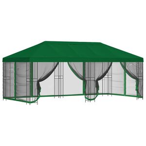 vidaXL Pavillon med sidetapper 6 x 3 m Gr&oslash;n Polyester og St&aring;l 190 gsm