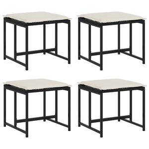 vidaXL haveskamler 4 stk. med hynder polyrattan sort
