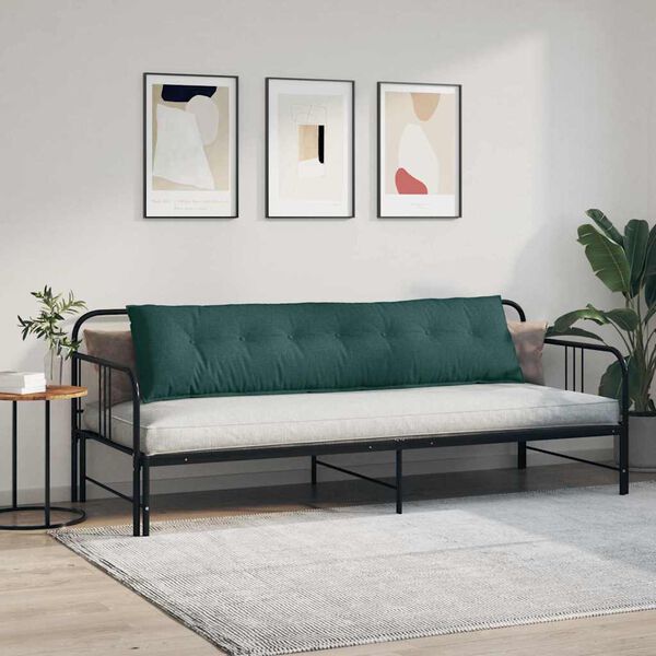 vidaXL Rygpude M&oslash;rkegr&oslash;n 200 x 19 x 50 cm Stof