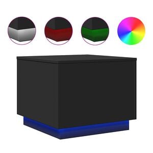vidaXL sofabord med LED-lys 50x50x40 cm sort