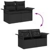 vidaXL Havesofa S&aelig;t med pude med opbevaring 6 pcs Sort Poly rattan