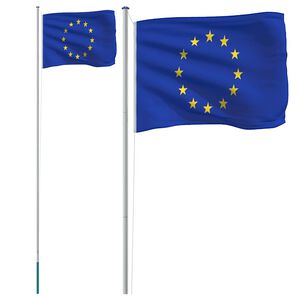 vidaXL Europaflag og flagstang 6,08 m aluminium