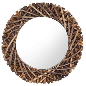 vidaXL v&aelig;gspejl 60 cm teak rund