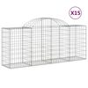 vidaXL buede gabionkurve 15 stk. 200x50x80/100 cm galvaniseret jern