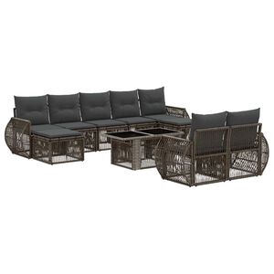 vidaXL Havesofa S&aelig;t 10 stk. Gr&aring; og M&oslash;rkegr&aring; polyrattan