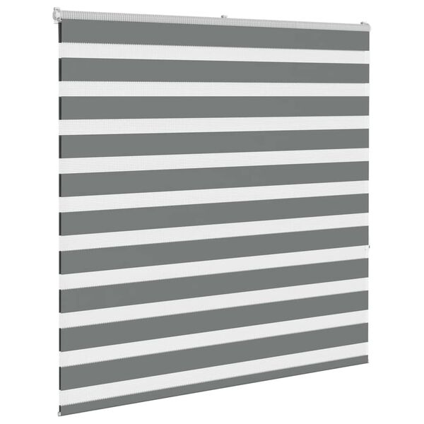 vidaXL zebragardin m&oslash;rkegr&aring; 145x150 cm stofbredde 140,9 cm polyester