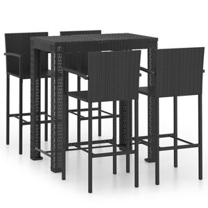 vidaXL udend&oslash;rs bars&aelig;t 5 dele med arml&aelig;n polyrattan sort