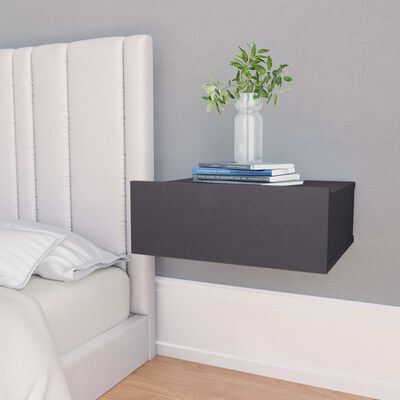 vidaXL svævende natborde 2 stk. 40 x 30 x 15 cm spånplade grå