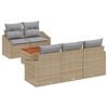vidaXL Havesofa S&aelig;t med pude 6 pcs Beige polyrattan