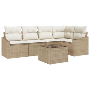 vidaXL Havesofa S&aelig;t med pude 6 pcs Beige og creme polyrattan