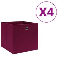 vidaXL opbevaringskasser 4 stk. ikke-vævet stof 28x28x28 cm mørkerød