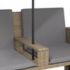 vidaXL 2-personers havesofa med parasol og skamler polyrattan beige