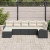 vidaXL Havesofa Sæt med pude 7 pcs Sort Poly rattan
