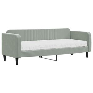 vidaXL daybed med madras 80x200 cm velour lysegr&aring;