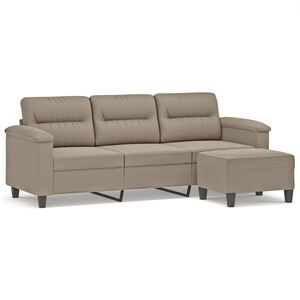 vidaXL 3-personers sofa med fodskammel 180 cm mikrofiberstof Gr&aring;brun