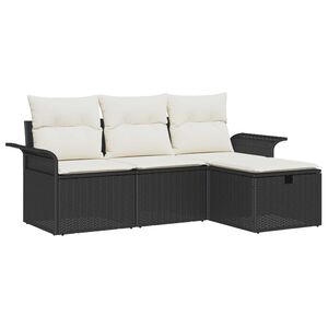 vidaXL Havesofa S&aelig;t med pude med opbevaring 4 pcs Poly rattan