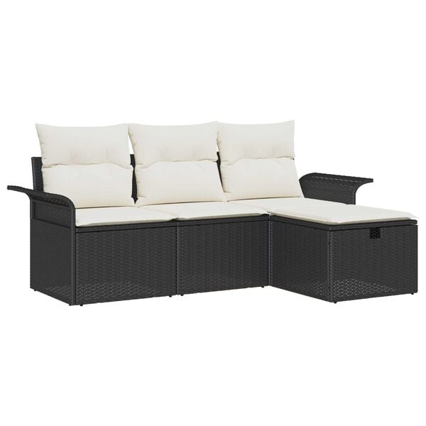 vidaXL Havesofa S&aelig;t med pude med opbevaring 4 pcs Poly rattan