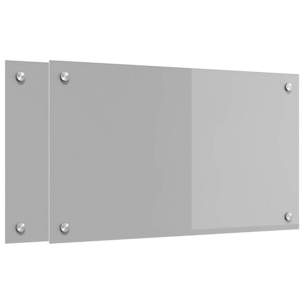 vidaXL K&oslash;kken bagv&aelig;g 2 pcs Lysegr&aring; 70 x 40 cm h&aelig;rdet glas