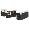 vidaXL Havesofa S&aelig;t med pude 8 pcs Sort polyrattan