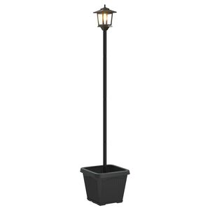 vidaXL Solarlampe med plantekasse with LED Bulb Sort 32 x 32 x 158 cm