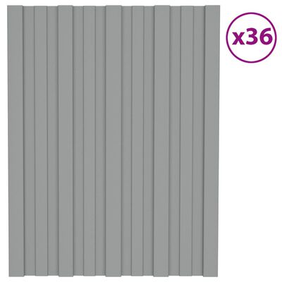vidaXL tagplader 36 stk. 60x45 cm galvaniseret stål grå