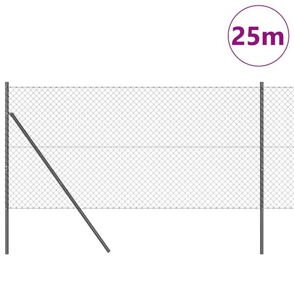 vidaXL Hegnsp&aelig;l Gr&aring; 25 x 1 m (40 x 40 mm mesh) St&aring;l og PVC