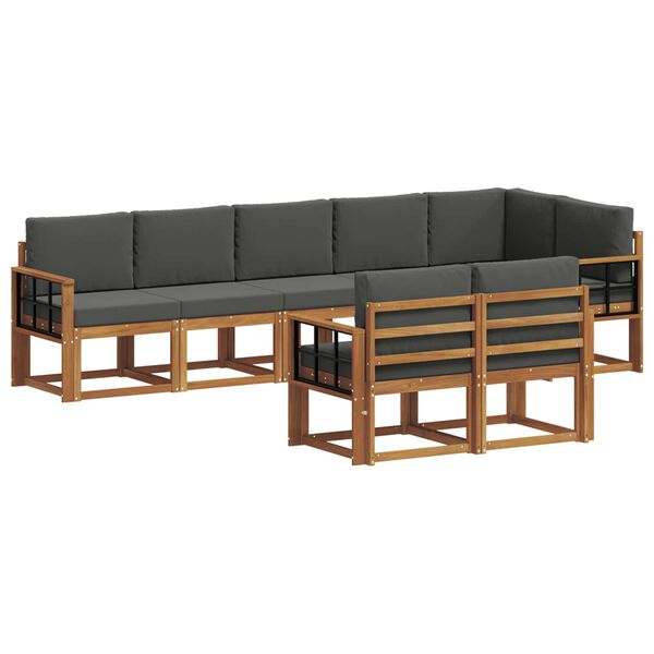 vidaXL Udend&oslash;rs sofagruppe med pude 8 pcs Naturlig og Antracit