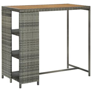 vidaXL barbord med opbevaringsstativ 120x60x110 cm polyrattan gr&aring;