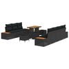 vidaXL Havesofa S&aelig;t med pude 10 pcs Sort Poly rattan