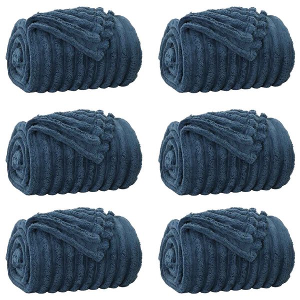 vidaXL Kastet&aelig;pper 6 pcs M&oslash;rkebl&aring; 270 x 240 cm Fleece