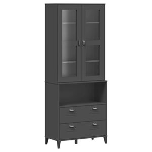 vidaXL vitrineskab VIKEN 80x40x200 cm massivt fyrretr&aelig; antracitgr&aring;