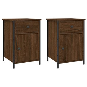vidaXL sengeborde 2 stk. 40x42x60 cm konstrueret tr&aelig; brunt egetr&aelig;