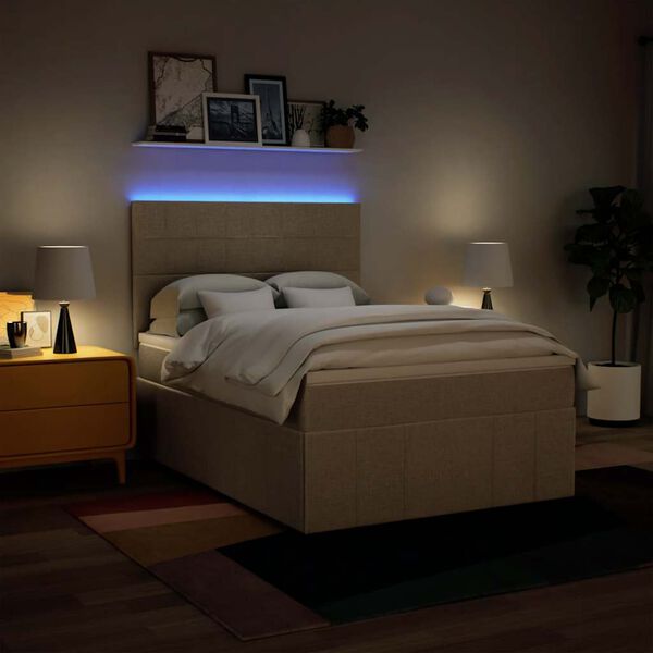 vidaXL kontinentalseng med madras 140x190 cm stof cremefarvet