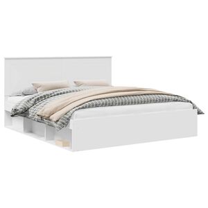 vidaXL Sengestel med hovedg&aelig;rde Hvid 180 x 200 cm Massiv fyrretr&aelig;